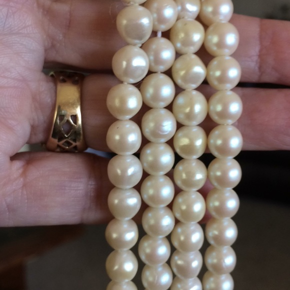 2-faux pearl necklaces 23” long - Picture 4 of 4